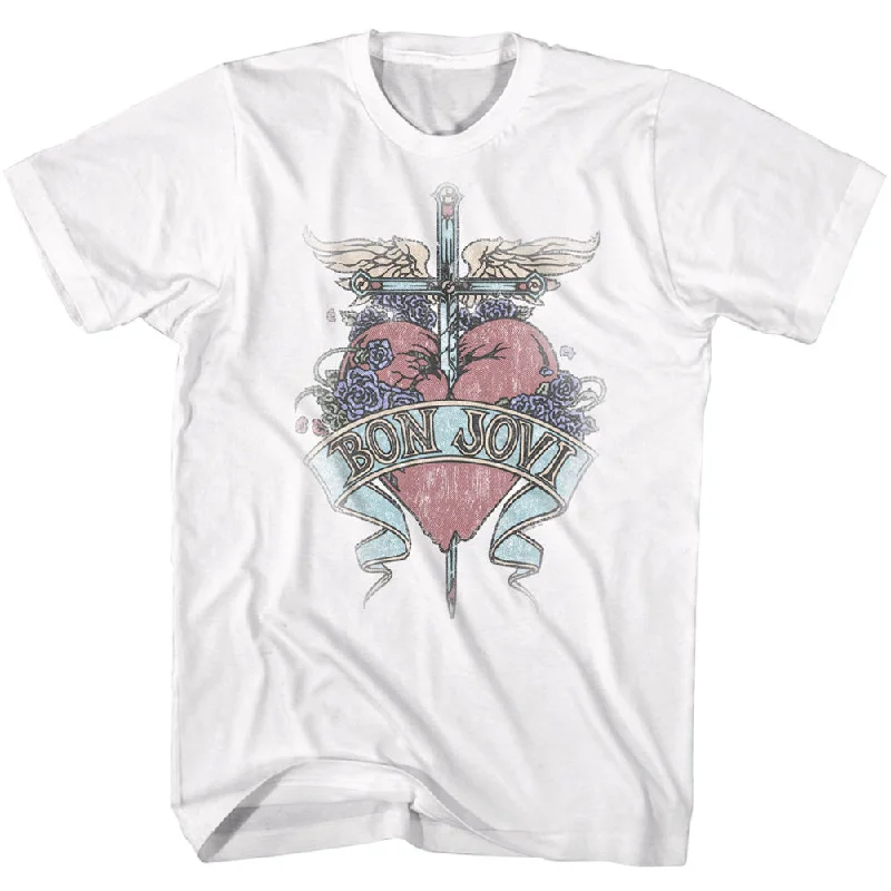 Flash Sale Bon Jovi Tall T-Shirt Pierced White Tee