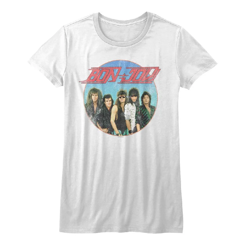 Best Seller Bon Jovi Vintage Group Photo Ladies White T-shirt