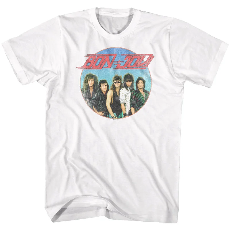 Year-End Sale Bon Jovi Vintage Group Photo White Tall T-shirt