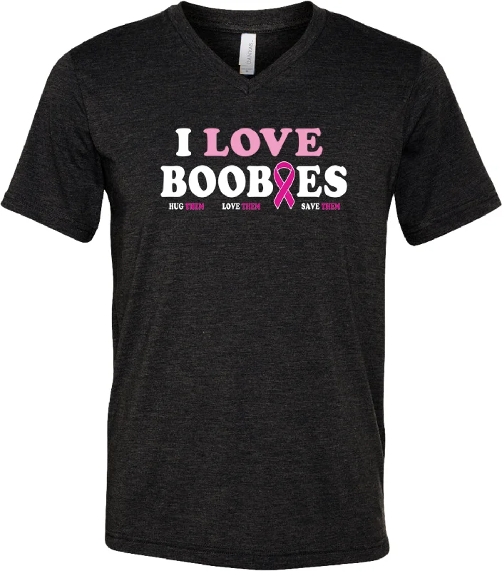 Take Advantage Breast Cancer Awareness I Love Boobies Tri Blend V-neck Shirt