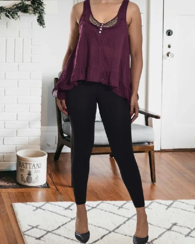 Exclusive Offers Burgundy Flare Tunic Top