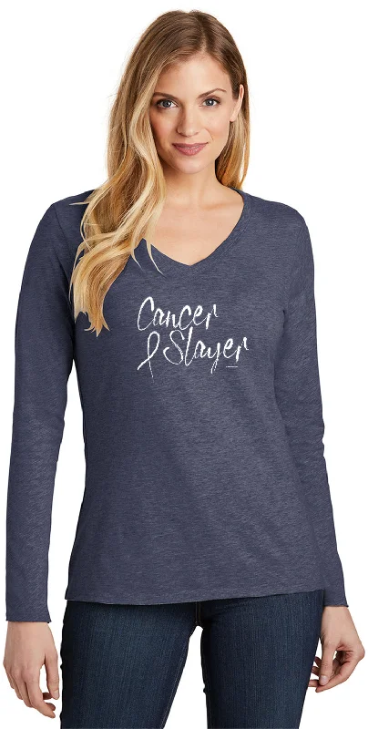 Today’s Deal Cancer Awareness Cancer Slayer Long Sleeve V-neck
