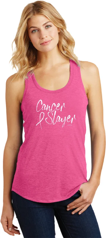 Time-Limited Offer Cancer Awareness Cancer Slayer Tri Blend Racerback Tank Top