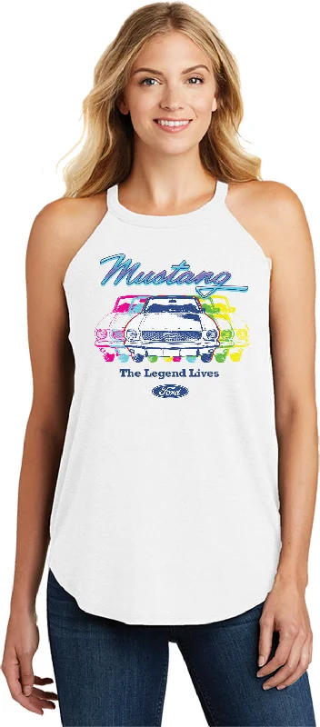 Special Price Colorful Ford Mustang Ladies Tri Rocker Tanktop Legend Lives