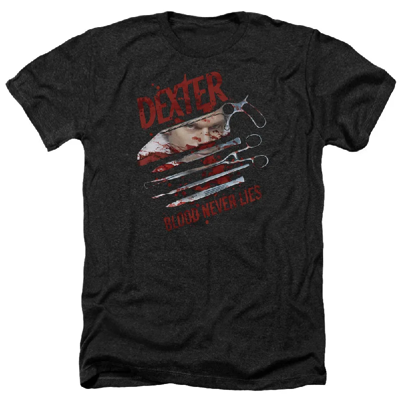 Special Offer Dexter Heather T-Shirt Blood Never Lies Black Tee