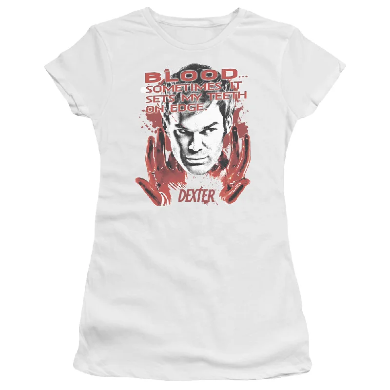 Blowout Deals Dexter Juniors T-Shirt Blood White Tee
