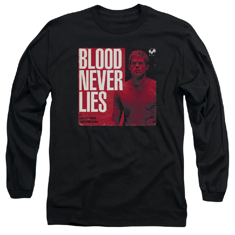 Discount Deals Dexter Long Sleeve T-Shirt Blood Never Lies Black Tee