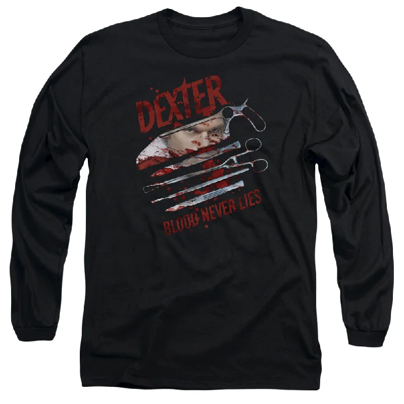 Holiday Sale Dexter Long Sleeve T-Shirt Blood Never Lies Black Tee