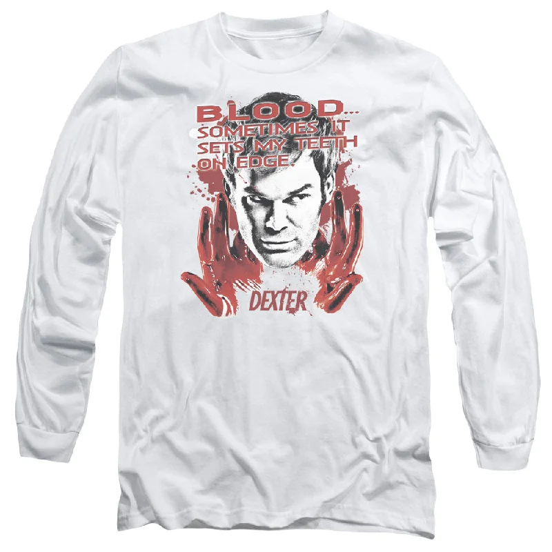 Can't Be Beat Dexter Long Sleeve T-Shirt Blood White Tee