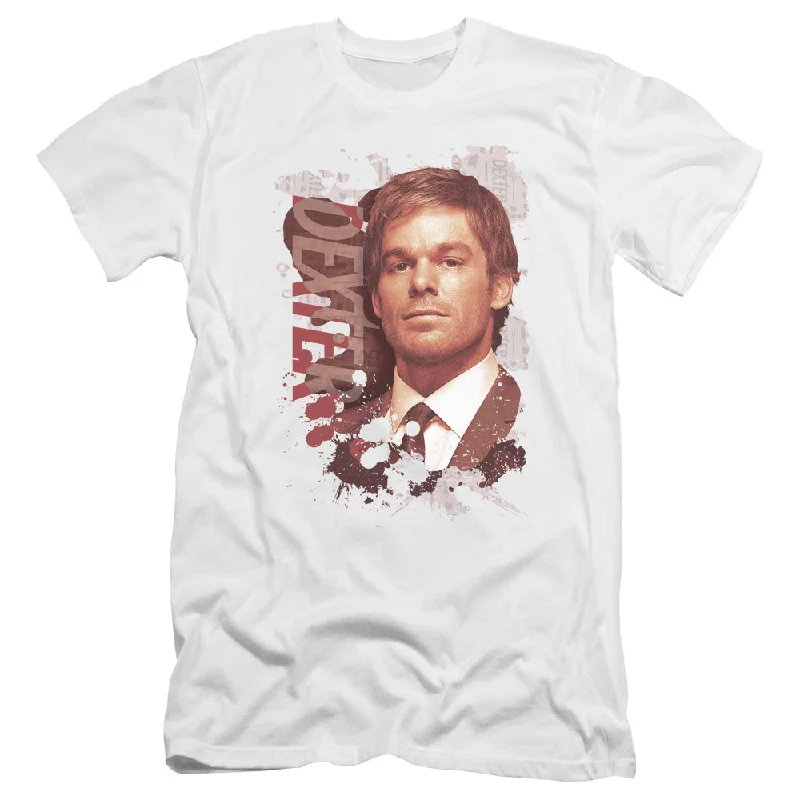 Clearance Event Dexter Premium Canvas T-Shirt Splatter Photo White Tee