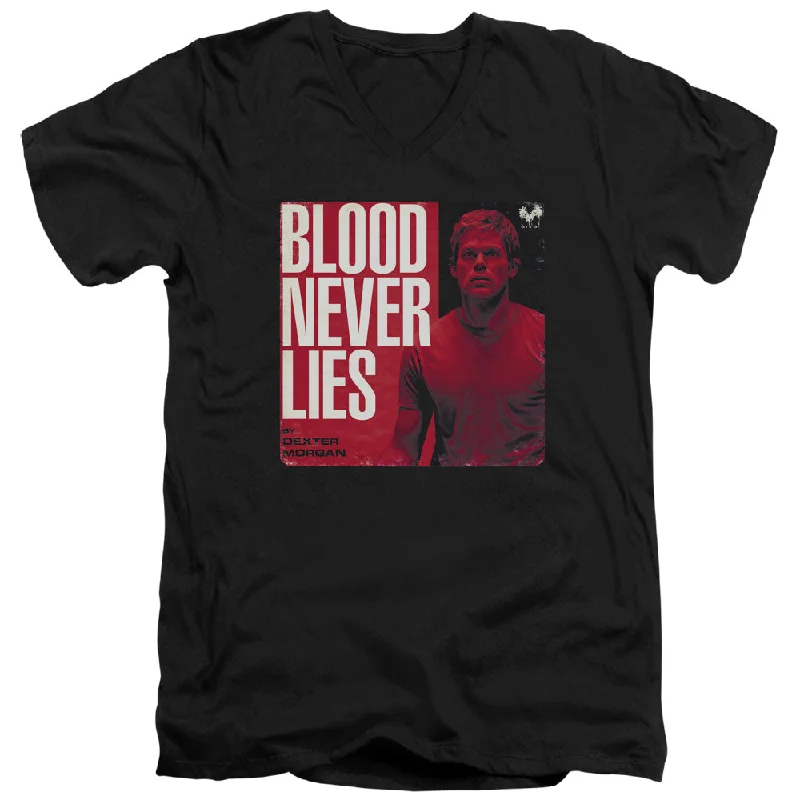 Weekend Flash Sale Dexter Slim Fit V-Neck T-Shirt Blood Never Lies Black Tee