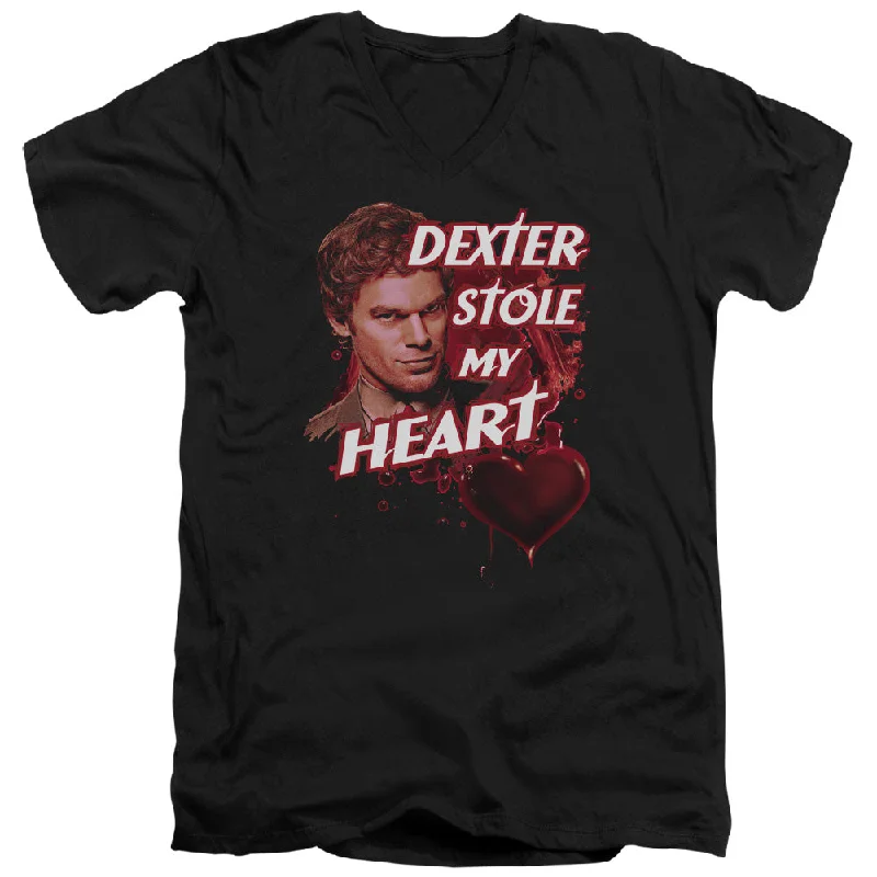 Early Bird Discount Dexter Slim Fit V-Neck T-Shirt Dexter Stole My Heart Black Tee