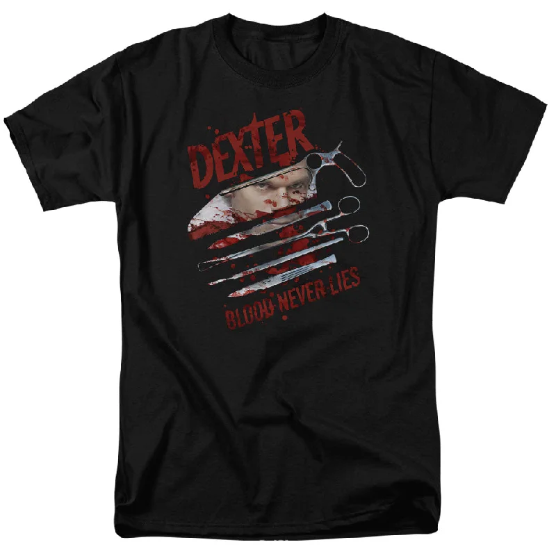 Seasonal Sale Dexter T-Shirt Blood Never Lies Black Tee