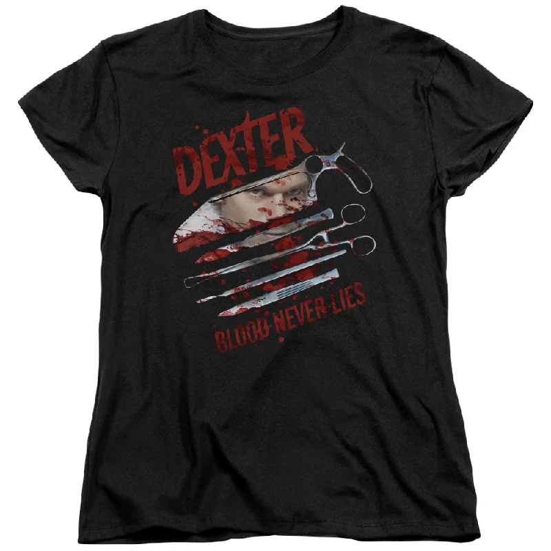 Buy More, Save More Dexter Womens T-Shirt Blood Never Lies Black Tee