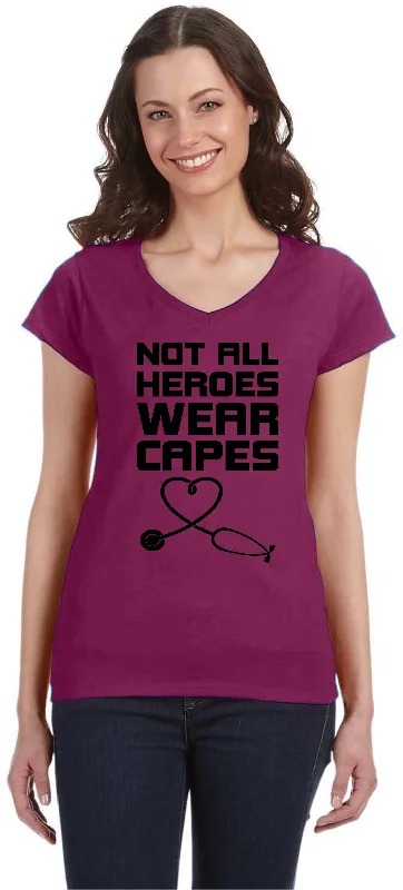 Price Reduction Doctor and Nurse Hero Ladies V-Neck Shirt