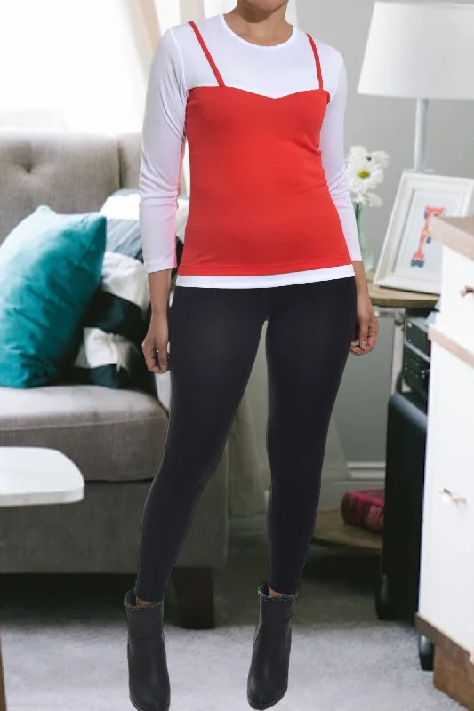 Special Savings Ladies Red 2 in 1 Top