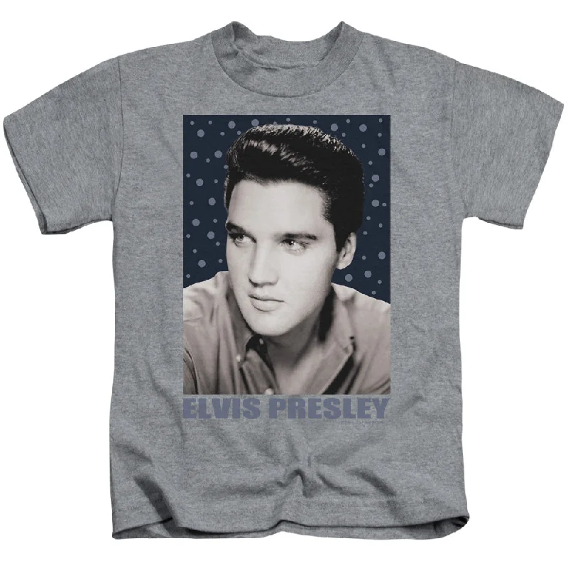 Now or Never Elvis Presley Boys T-Shirt Bubbles Portrait Athletic Heather Tee