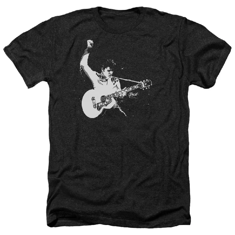 Bonus Savings Elvis Presley Heather T-Shirt Black and White Photo Black Tee