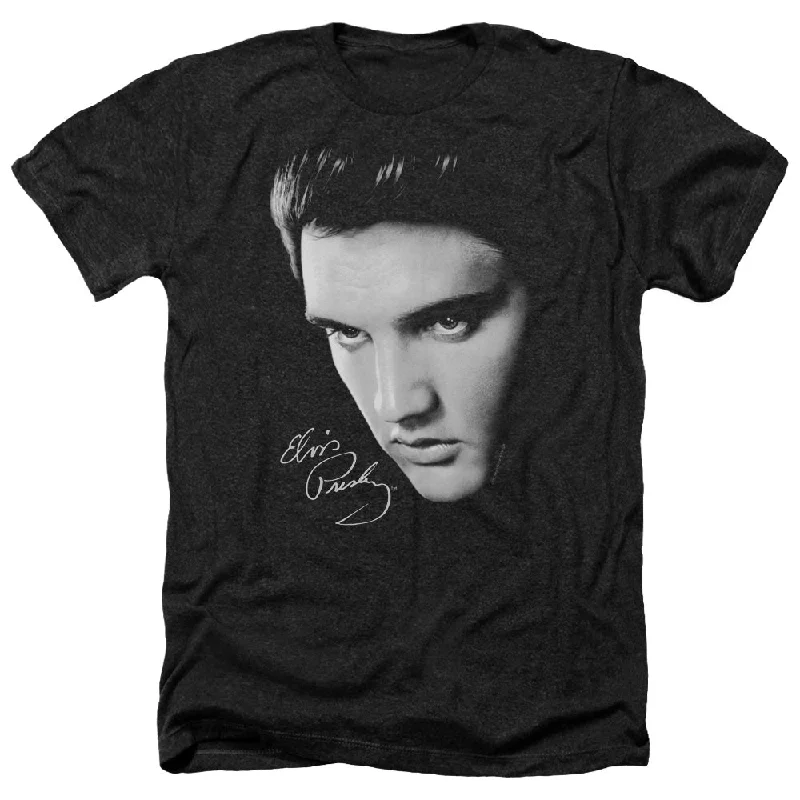 YEAR-End Sale Elvis Presley Heather T-Shirt Close Up Black Tee