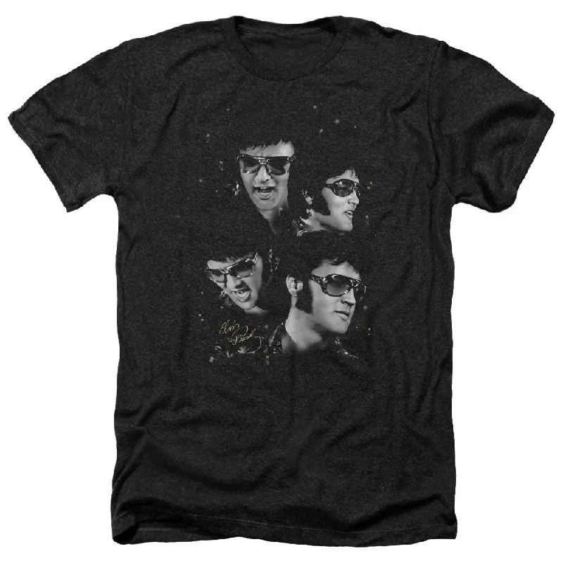 Early Bird Discount Elvis Presley Heather T-Shirt Faces Black Tee