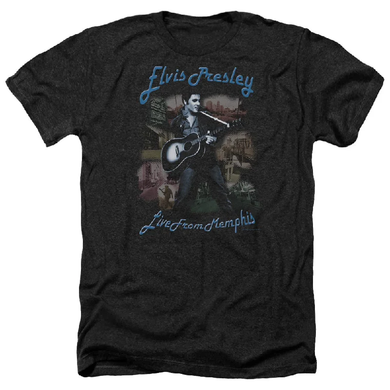 Can't Miss Elvis Presley Heather T-Shirt Live from Memphis Black Tee