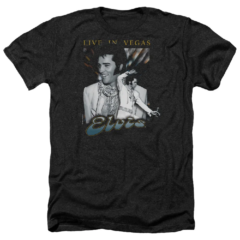 Epic Deals Elvis Presley Heather T-Shirt Live in Vegas Black Tee