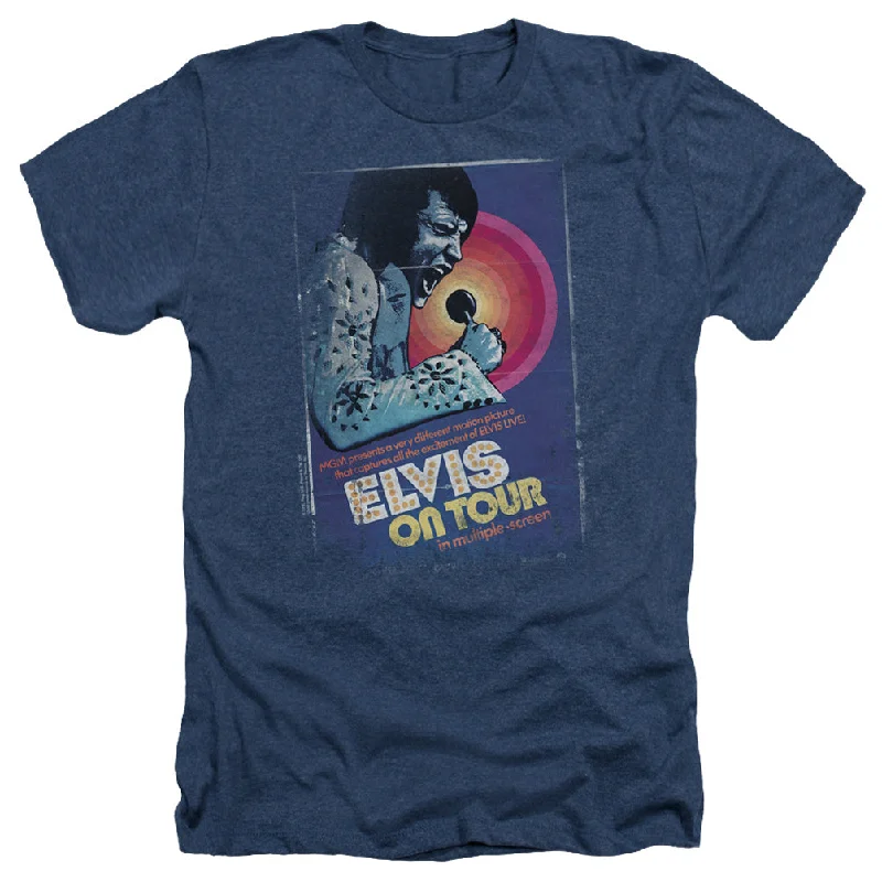 Markdowns Elvis Presley Heather T-Shirt On Tour Poster Navy Tee