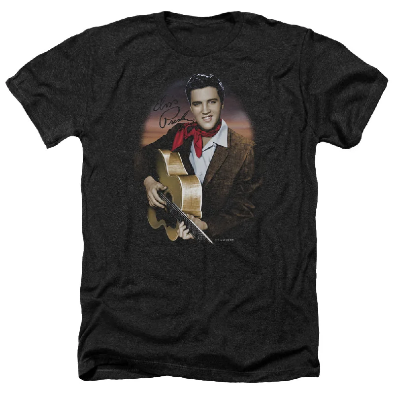 Amazing Deals Elvis Presley Heather T-Shirt Red Scarf and Guitar Black Tee