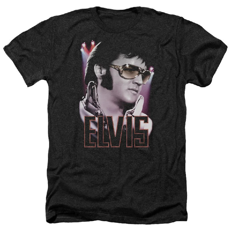 Midnight Madness Elvis Presley Heather T-Shirt Sideburns Black Tee