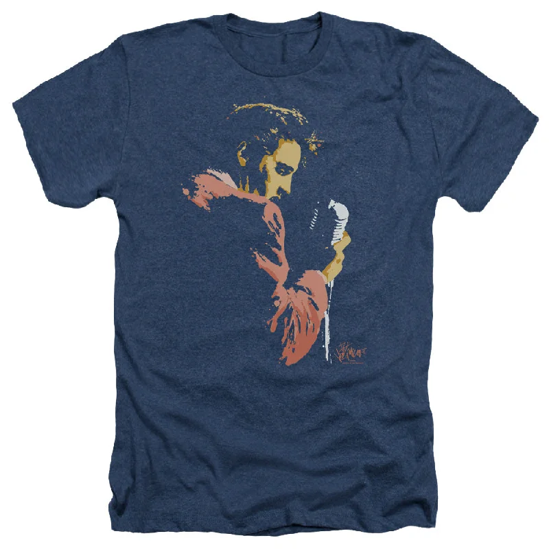 Clearance Items Elvis Presley Heather T-Shirt Singing Navy Tee