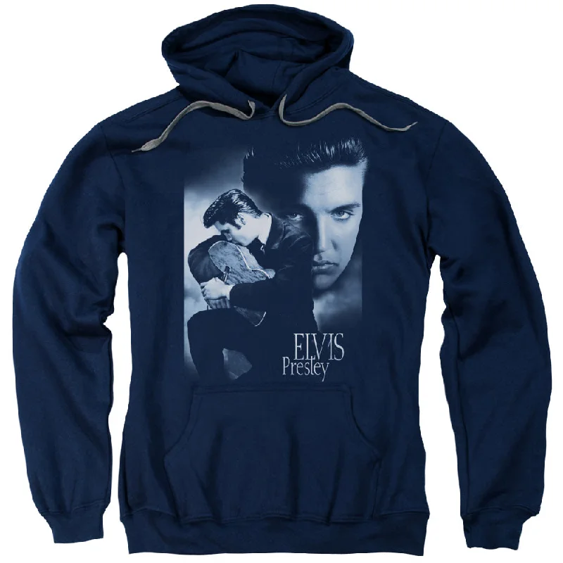 Loyalty Reward Elvis Presley Hoodie Hugging and Kissing Guitar Navy Hoody
