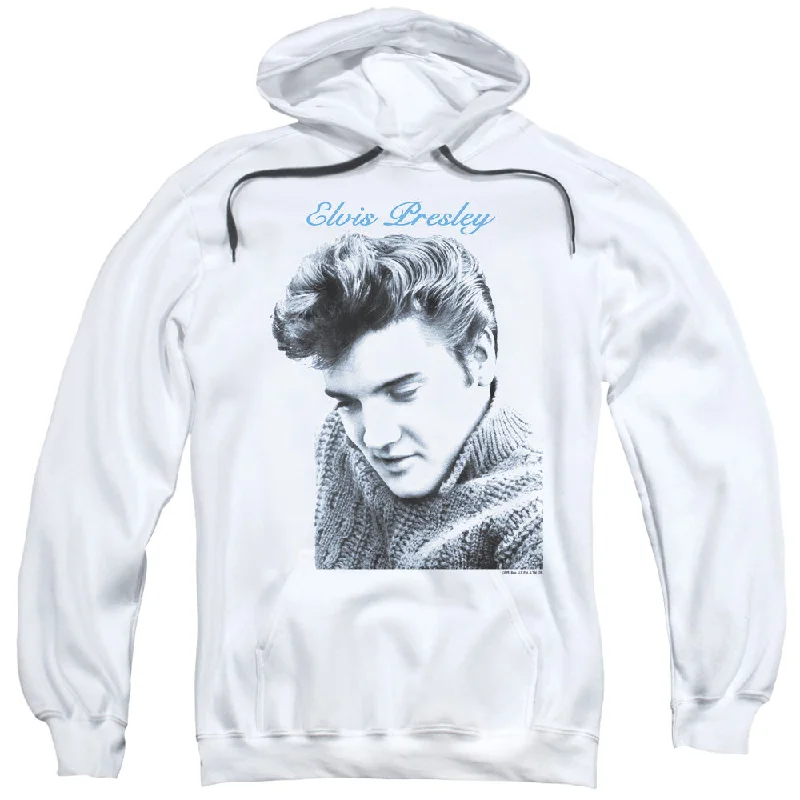 Super Deal Elvis Presley Hoodie Looking Down White Hoody