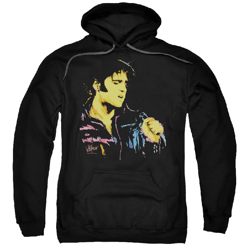 Deal Mania Elvis Presley Hoodie Neon Portrait Black Hoody