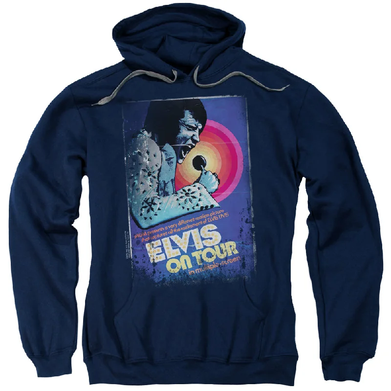 Customer Appreciation Sale Elvis Presley Hoodie On Tour Poster Navy Hoody