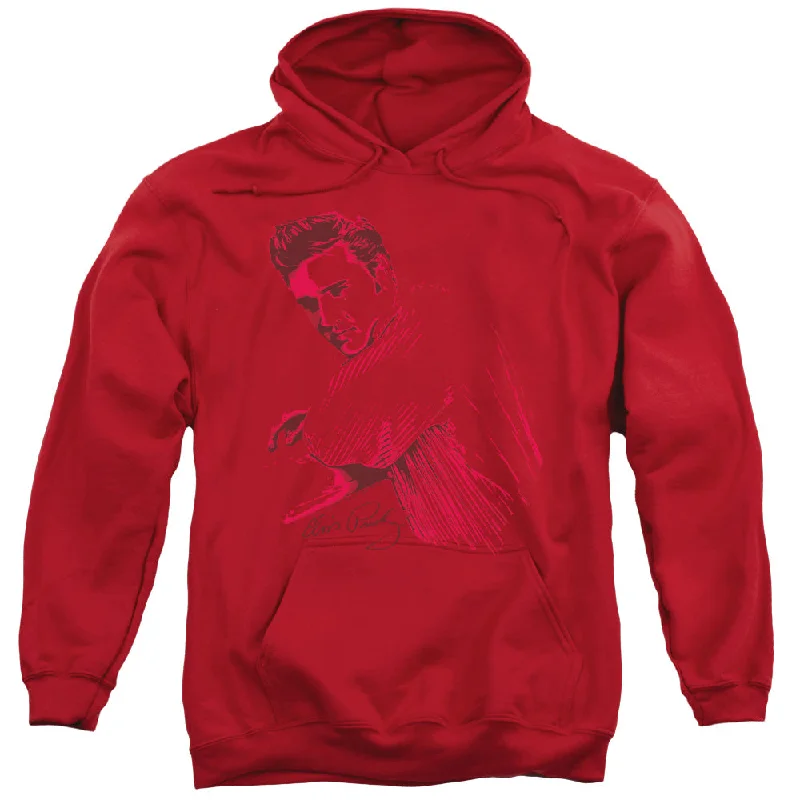 Weekend Deal Elvis Presley Hoodie Side Portrait Red Hoody