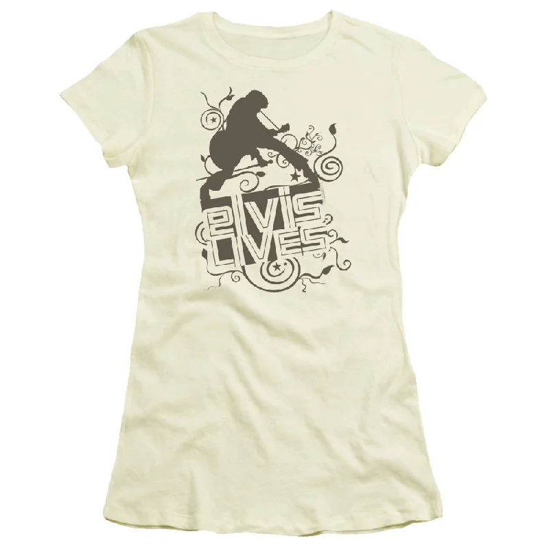 Stock Clearance Elvis Presley Juniors T-Shirt Elvis Lives Cream Tee