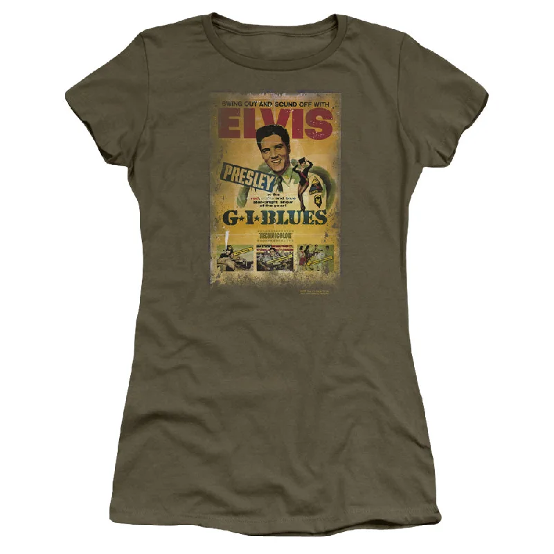 Blowout Sale Elvis Presley Juniors T-Shirt GI Blues Poster Military Tee