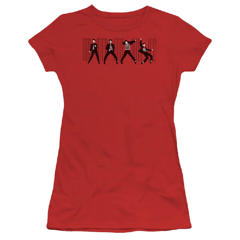 Early Bird Discount Elvis Presley Juniors T-Shirt Jailhouse Rock Red Tee