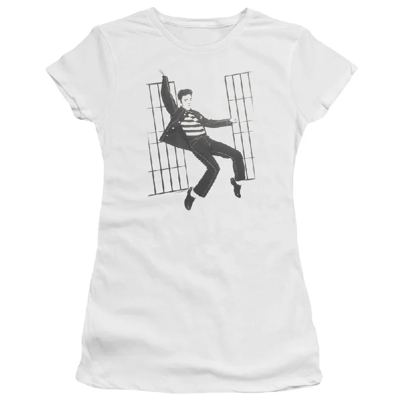 Price Slash Elvis Presley Juniors T-Shirt Jailhouse Rock White Premium Tee