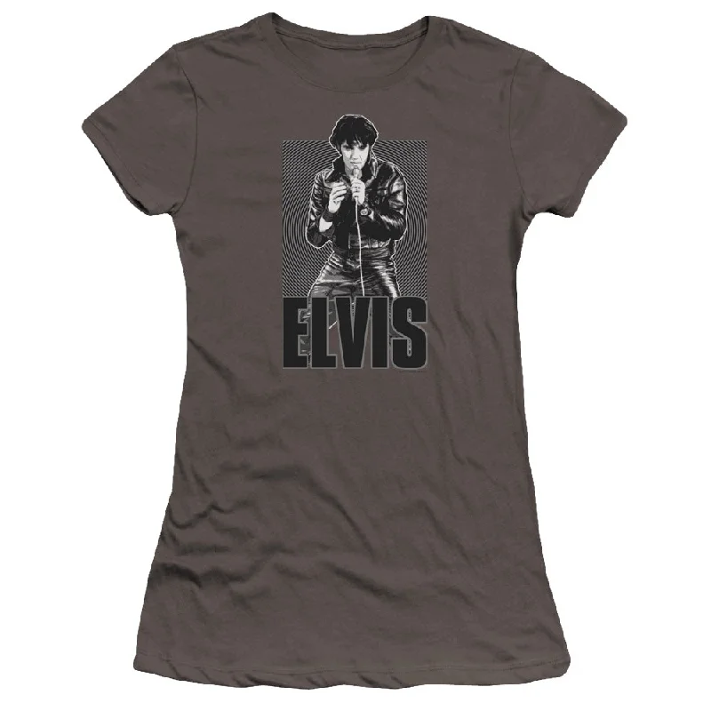 Seasonal Clearance Elvis Presley Juniors T-Shirt Leather Jacket Charcoal Premium Tee