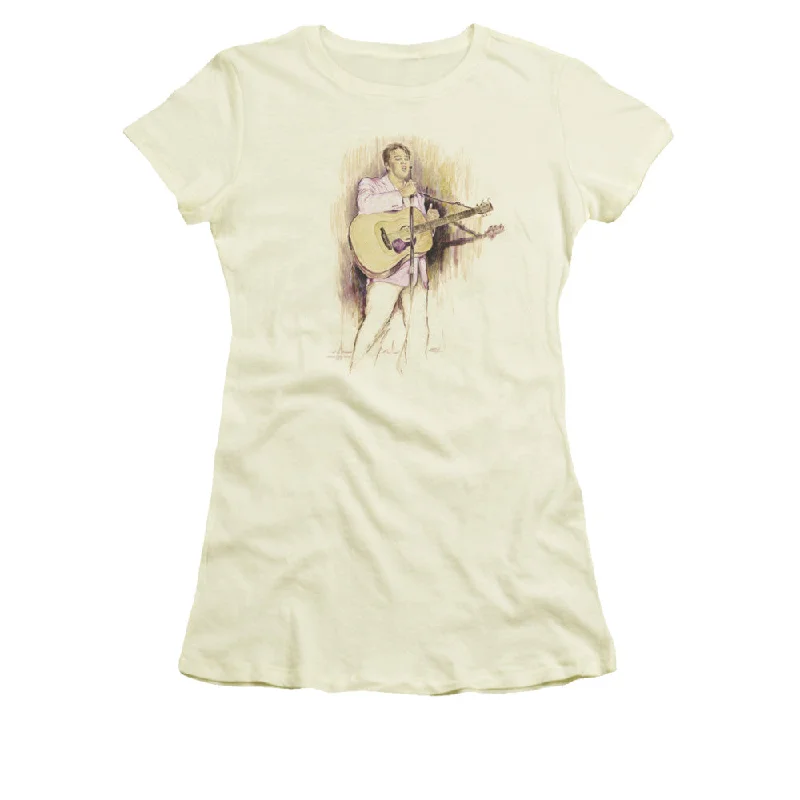 Markdowns Elvis Presley Juniors T-Shirt Performing Cream Tee