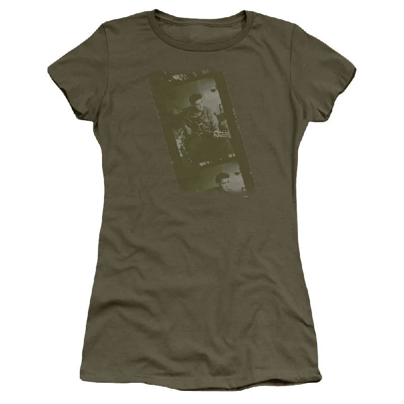Price Drop Elvis Presley Juniors T-Shirt Photo Strip Military Tee