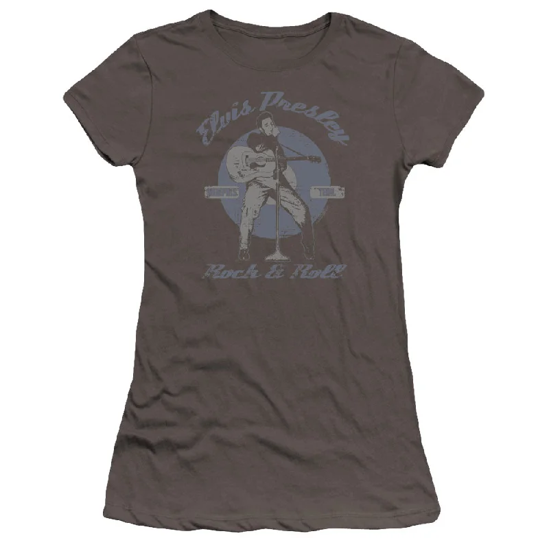Super Bargain Elvis Presley Juniors T-Shirt Rock and Roll Charcoal Premium Tee