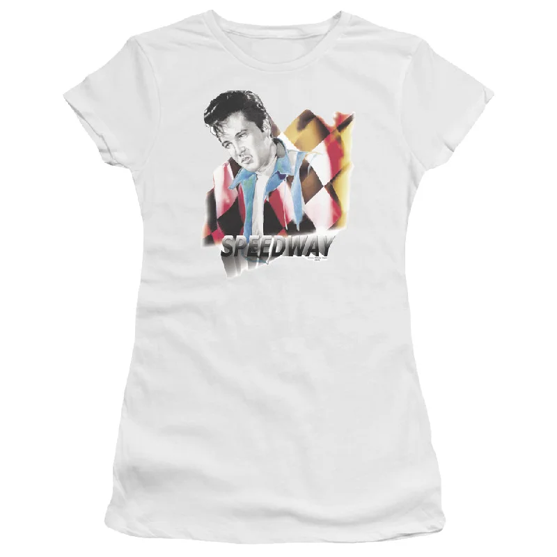 Price Reduction Elvis Presley Juniors T-Shirt Speedway White Premium Tee