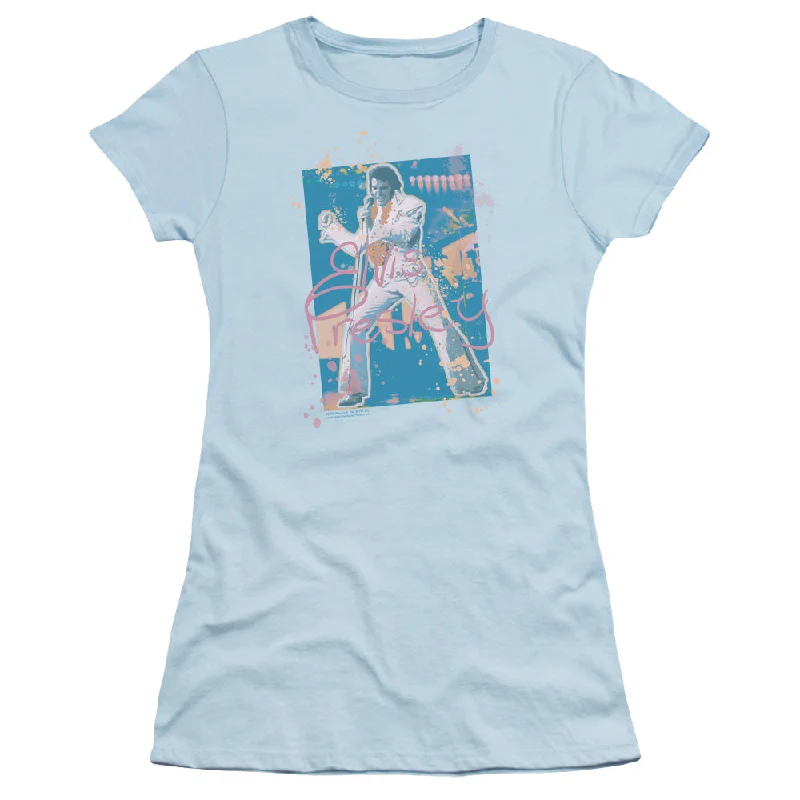 Today's Special Elvis Presley Juniors T-Shirt Splatter Hawaii Carolina Blue Tee