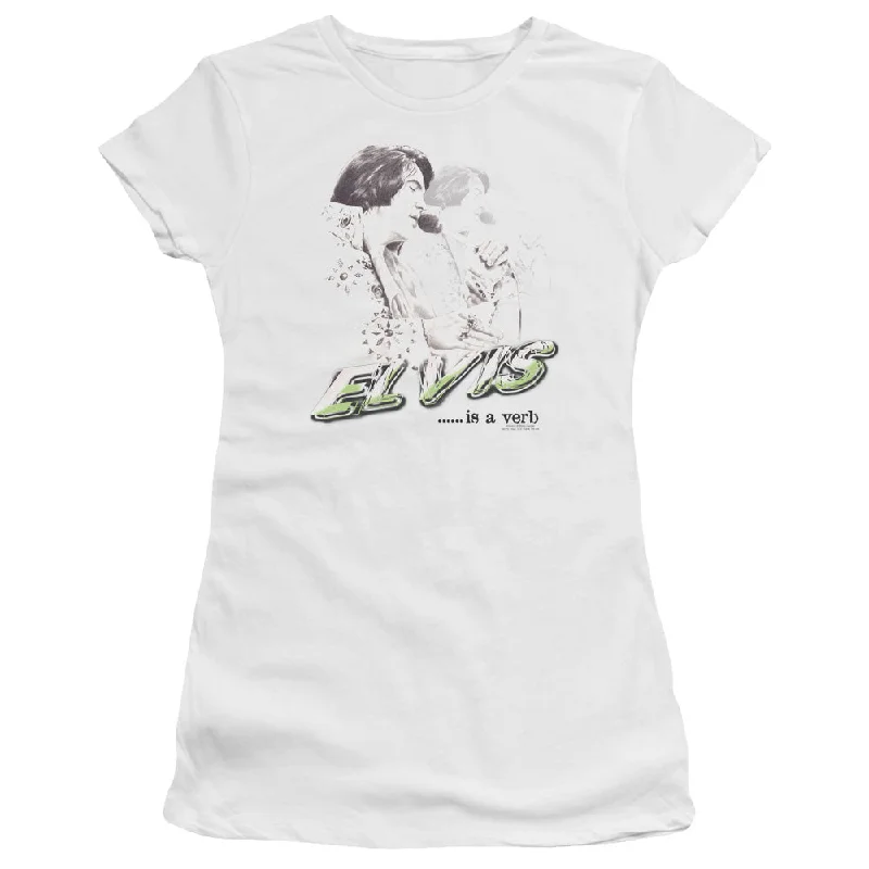 New Markdowns Elvis Presley Juniors T-Shirt Verb White Tee