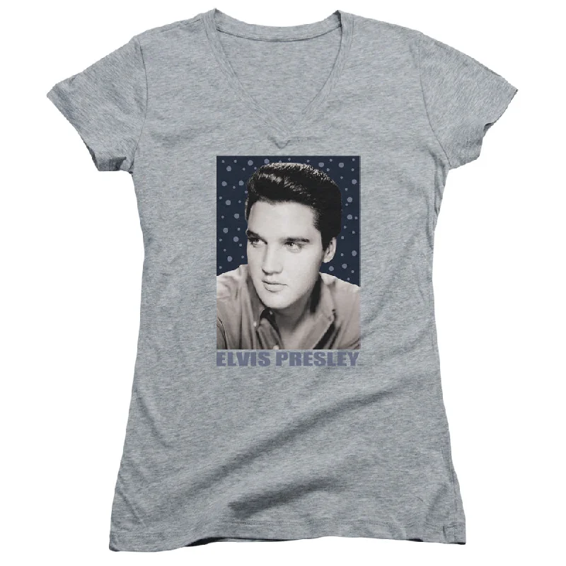 Instant Discount Elvis Presley Juniors V-Neck Shirt Bubbles Portrait Athletic Heather