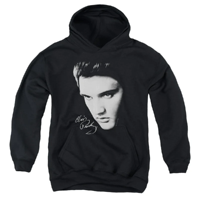 Year-End Sale Elvis Presley Kids Hoodie Close Up Black Hoody