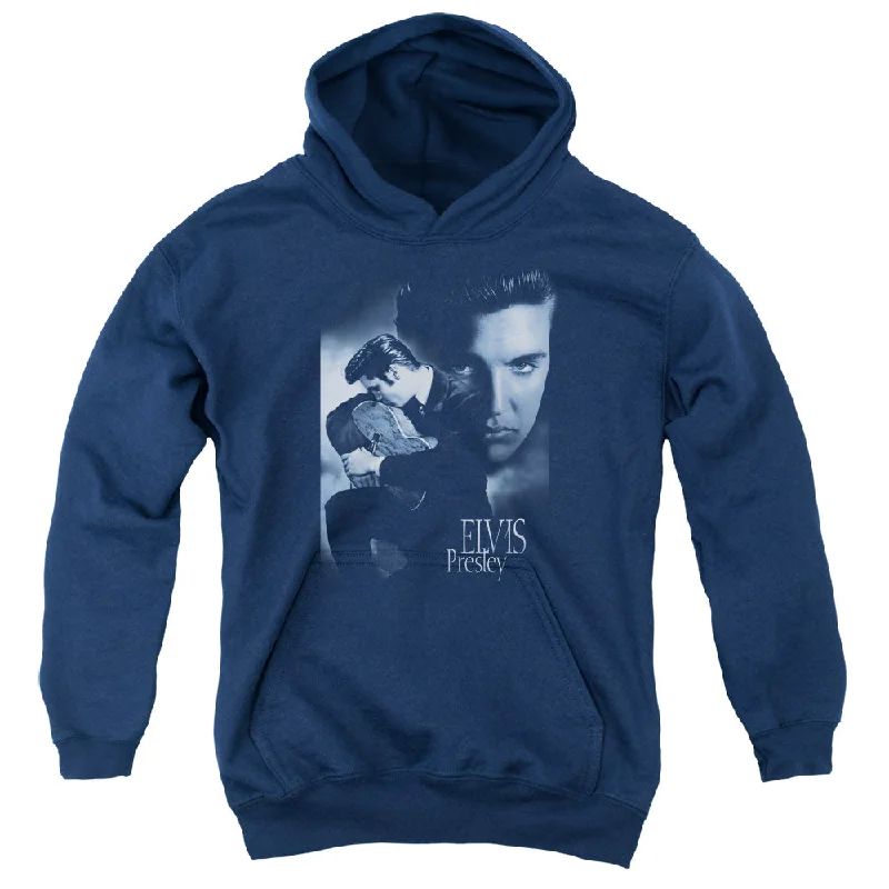 Act Now Elvis Presley Kids Hoodie Hugging and Kissing Guitar Navy Hoody