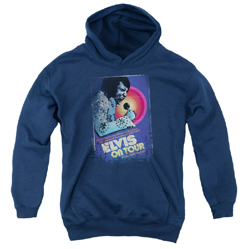 Daily Deals Elvis Presley Kids Hoodie On Tour Poster Navy Hoody
